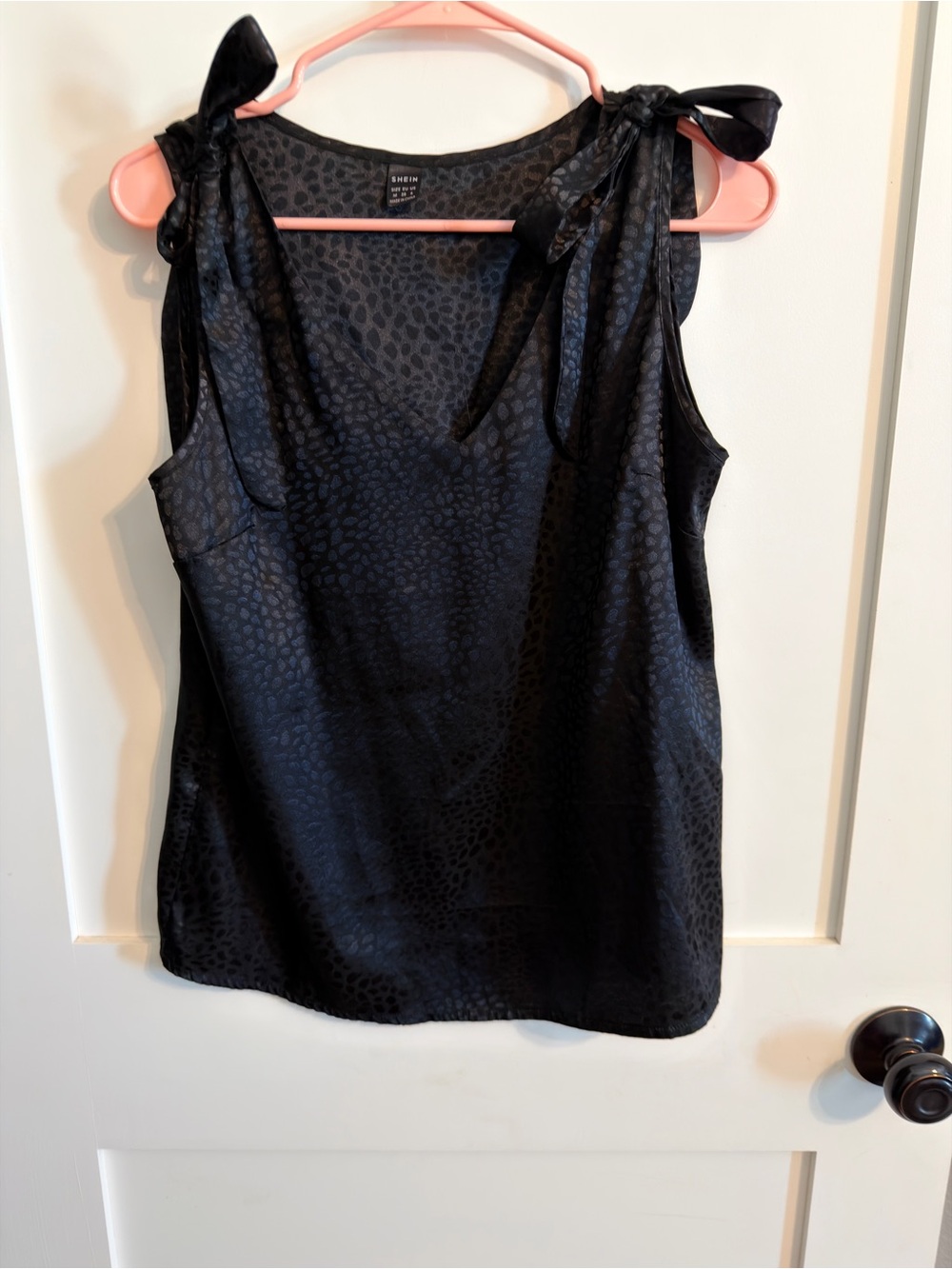 SHEIN Black Satin Tie-Shoulder Camisole